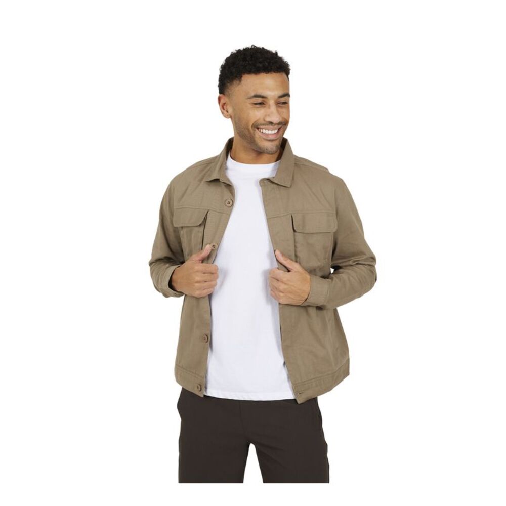 Brave Soul Mens Collared Button-Down Jacket / Taupe